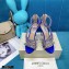 Jimmy Choo Heel 10cm Josefine Sandals Suede Blue with Crystal Embellishment 2021