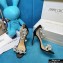 Jimmy Choo Heel 10cm Maisel Sandals Satin Black with Pearl Embellishment 2021