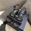Chanel Heel 5cm Chain Sandals Suede Black 2021