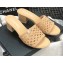Chanel Shiny Braided Goatskin Heel Mules G37405 Beige 2021