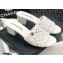 Chanel Shiny Braided Goatskin Heel Mules G37405 White 2021