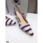 Dior Heel 6.5cm J'Adior Slingback Pumps D-Stripes Embroidered Cotton Purple 2021