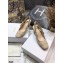 Dior Heel 7cm Moi Slingback Pumps Gold Metallic Thread Embroidered Cotton 2021