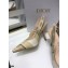 Dior Heel 9.5cm J'Adior Slingback Pumps Beige Embroidered Cotton with Stripes Motif 2021
