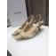 Dior Heel 6.5cm J'Adior Slingback Pumps Beige Embroidered Cotton with Stripes Motif 2021