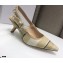 Dior Heel 6.5cm J'Adior Slingback Pumps Beige Embroidered Cotton with Stripes Motif 2021