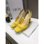 Dior Heel 9.5cm Moi Slingback Pumps Cannage Embroidered Mesh Yellow 2021