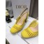 Dior Heel 9.5cm Moi Slingback Pumps Cannage Embroidered Mesh Yellow 2021