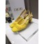 Dior Heel 7cm Moi Slingback Pumps Cannage Embroidered Mesh Yellow 2021