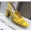 Dior Heel 7cm Moi Slingback Pumps Cannage Embroidered Mesh Yellow 2021