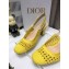 Dior Heel 7cm Moi Slingback Pumps Cannage Embroidered Mesh Yellow 2021