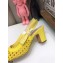 Dior Heel 7cm Moi Slingback Pumps Cannage Embroidered Mesh Yellow 2021