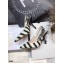 Dior Heel 9.5cm J'Adior Slingback Pumps D-Stripes Embroidered Cotton Black 2021
