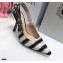 Dior Heel 9.5cm J'Adior Slingback Pumps D-Stripes Embroidered Cotton Black 2021