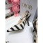 Dior Heel 9.5cm J'Adior Slingback Pumps D-Stripes Embroidered Cotton Black 2021