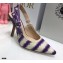 Dior Heel 9.5cm J'Adior Slingback Pumps D-Stripes Embroidered Cotton Purple 2021