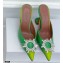 Amina Muaddi Heel 9.5cm Begum Mules Shadow Green
