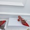 Amina Muaddi Heel 9.5cm Gilda Pointed Toe Mules Glitter Red