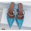 Amina Muaddi Heel 9.5cm Gilda Pointed Toe Mules Glitter Blue