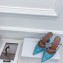 Amina Muaddi Heel 9.5cm Gilda Pointed Toe Mules Glitter Blue