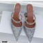 Amina Muaddi Heel 9.5cm Gilda Pointed Toe Mules Glitter Silver