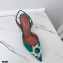 Amina Muaddi Heel 9.5cm Begum Slingback Pumps Satin Turquoise Green