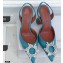 Amina Muaddi Heel 9.5cm Begum Slingback Pumps Satin Light Blue