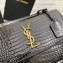 Saint Laurent Medium Sunset Satchel Bag in Leather 634723 Crocodile Embossed Black
