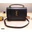 Saint Laurent Medium Sunset Satchel Bag in Leather 634723 Black