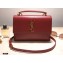 Saint Laurent Medium Sunset Satchel Bag in Leather 634723 Red