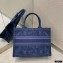 Dior Small Book Tote Bag in Flowers Embroidered Denim Blue 2021