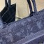 Dior Small Book Tote Bag in Flowers Embroidered Denim Blue 2021