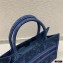 Dior Small Book Tote Bag in Flowers Embroidered Denim Blue 2021