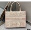 Dior Small Book Tote Bag in Toile de Jouy Embroidery Pink 2021