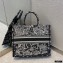Dior Book Tote Bag in Black and White Around the World Embroidery 2021