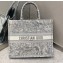 Dior Book Tote Bag in Toile de Jouy Reverse Embroidery Gray 2021