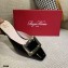 Roger Vivier Heel 4.5cm Belle Metal Buckle Mules in Leather Patent Black 2021
