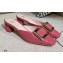 Roger Vivier Heel 4.5cm Belle Metal Buckle Mules in Leather Patent Pink 2021