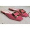Roger Vivier Heel 2cm Belle Metal Buckle Mules in Leather Patent Pink 2021