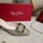 Roger Vivier Heel 4.5cm Belle Metal Buckle Mules in Leather Patent Gray 2021