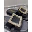 Roger Vivier Slide Strass Buckle Mules in Leather Black 2021
