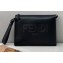 Fendi Roma Leather Flat Pouch Clutch Bag Black 2021