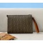 Fendi Flat Pouch Clutch Bag Brown Fabric 2021