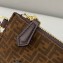 Fendi Leather Large Flat Pouch Clutch Bag FF Brown 2021