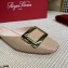 Roger Vivier Heel 2cm Belle Metal Buckle Mules in Leather Patent Nude 2021