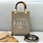 Fendi Leather Mini Sunshine Shopper Bag Gray 2021