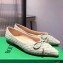 Bottega Veneta THE MADAME Bow Ballet Flats Intrecciato Suede Pale Green 2021