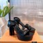 Louis Vuitton Monogram Studs Heel Podium Platform Sandals Black 2021