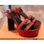 Louis Vuitton Monogram Studs Heel Podium Platform Sandals Red 2021