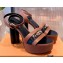 Louis Vuitton Monogram Studs Heel Podium Platform Sandals Brown 2021